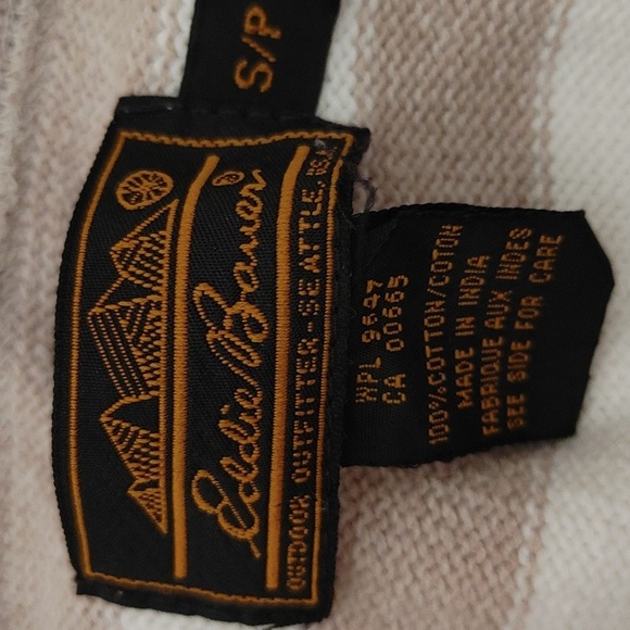 Men's Eddie Bauer Cotton Tan & White Crew Neck Knit Sweater Size S - Picture 2 of 6